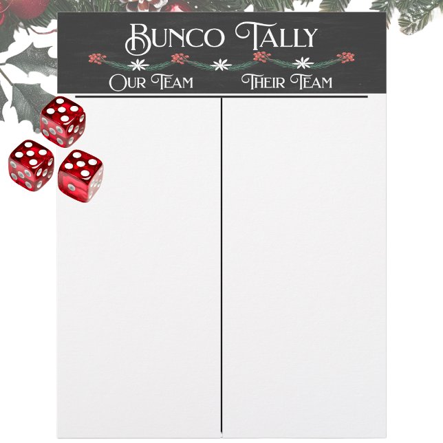 Lámina Bunco Tally Sheet - Vacaciones para Navidades de i (Bunco Christmas Holiday Tally Sheet for your next girls night out Bunco event. )