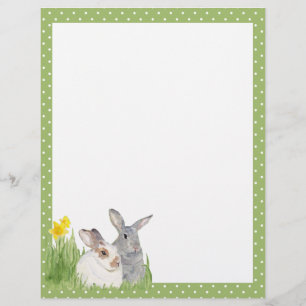 Lámina Bunnies de primavera en flores