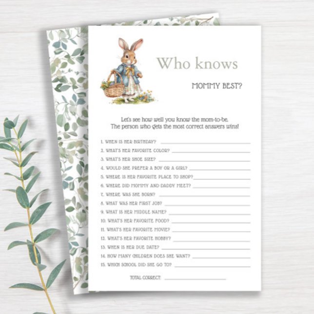 Lámina Bunny Greenery quien conoce a mi mejor Baby Shower (Subido por el creador)