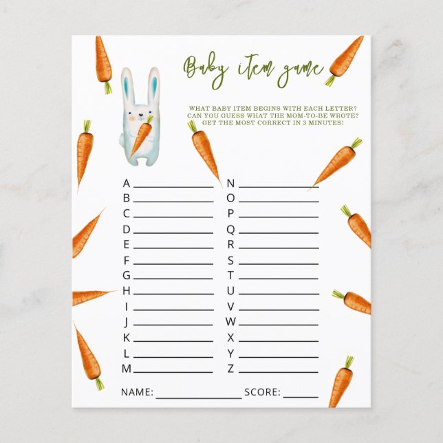 Lámina Bunny - Juego de artículos para bebés. Juego Baby  (Anverso)