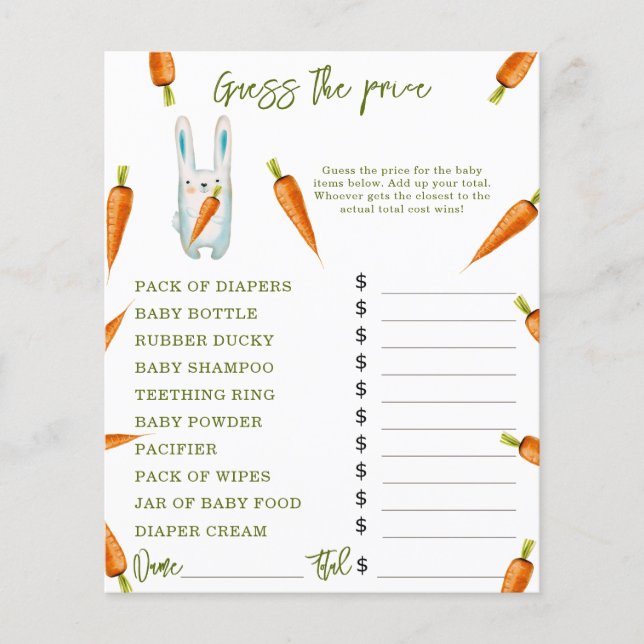 Lámina Bunny - Juegos Fiestas | Juego de adivinanzas de p (Anverso)