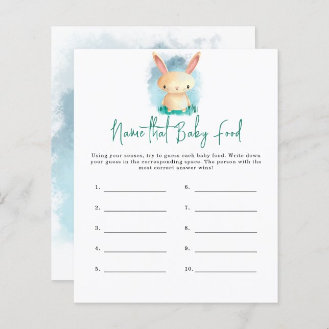 Lámina Bunny Nombre que bebé juego de ducha de alimentos (Anverso / Reverso)