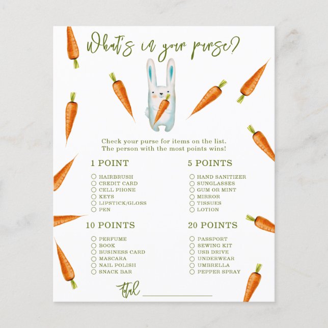 Lámina Bunny - ¿Qué hay en tu bolso? (Anverso)