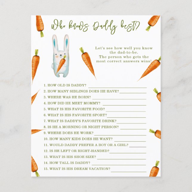 Lámina Bunny - ¿Quién conoce a papá mejor juego para la d (Anverso)