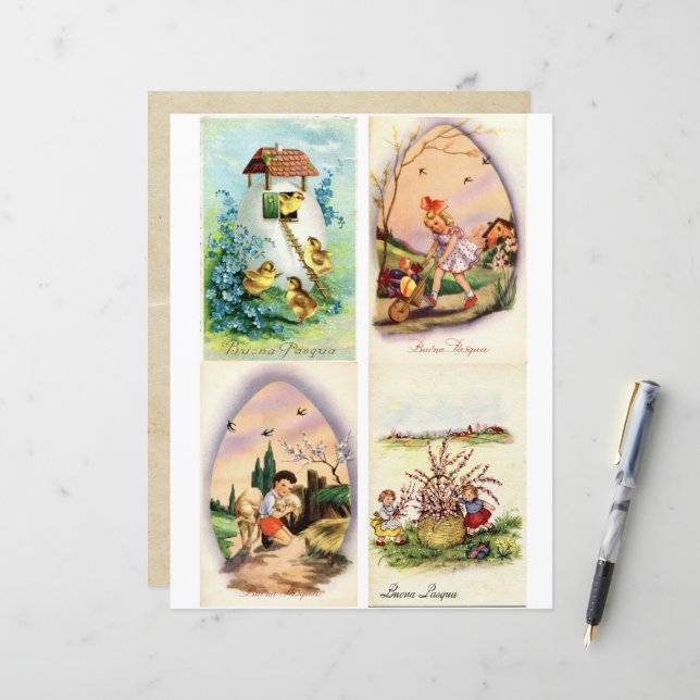 Lámina Buona Pasqua Easter Postcards Clipart (Anverso/Reverso In Situ)