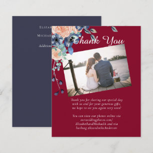 Lámina Burgundy Azul Floral Melocotón para Boda con Presu