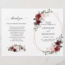Lámina Burgundy Blush Modern Geometric Wedding Program