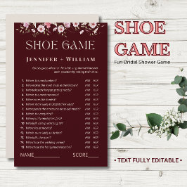 Lámina Burgundy Floral Bridal Shower Shoe Game