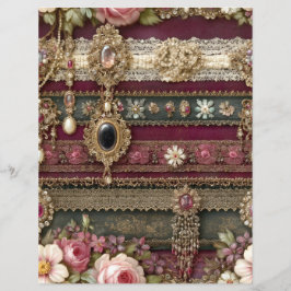 Lámina Burgundy Green Stripe Junk Journal Scrapbook Paper