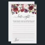 Lámina Burgundy Red Rubor Pink Floral Date Night Card<br><div class="desc">Una hermosa frontera floral de rosa y rojo borgoña encabeza esta tarjeta de la noche del día. Se coordina con la colección de duchas de novias Rocosa.</div>