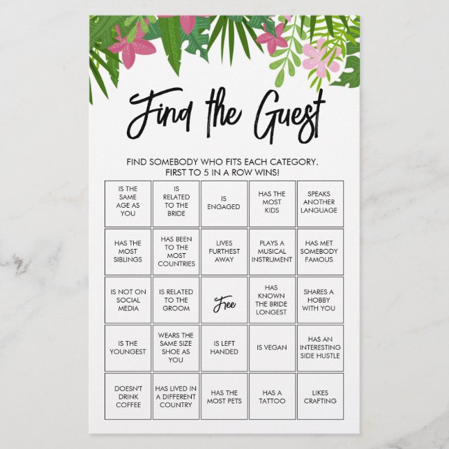 Lámina Buscar juego de bingo invitado (Anverso)