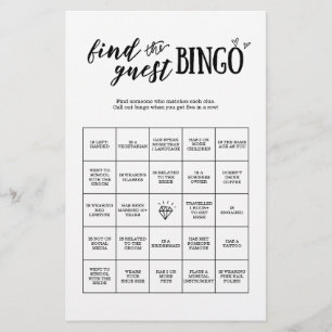 Lámina Buscar juego de bingo invitado para Boda o novia