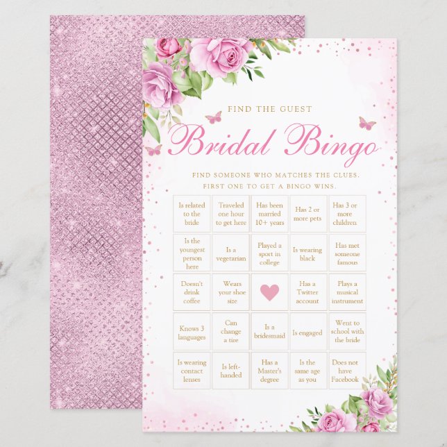 Lámina Buscar juego de Bingo Invitado Shower Bingo (Anverso / Reverso)