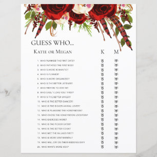 Lámina Búsqueda de palabras nupciales de rosas rojas boho