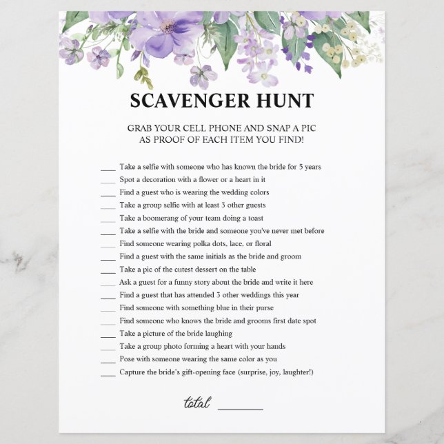 Lámina Búsqueda del Tesoro Púrpura para la Despedida de S (Anverso)