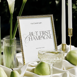 Lámina But First Champagne Elegant Wedding Sign