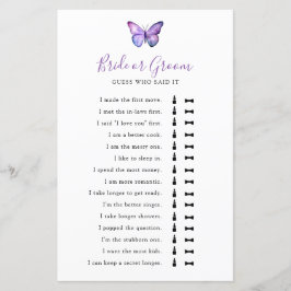 Lámina Butfly Bridal Shower Adivinan quién lo dijo