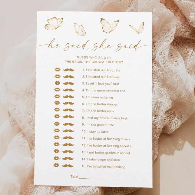 Lámina Butfly Bridal Shower Dijo Que Dijo Juego (Subido por el creador)