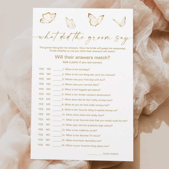 Lámina Butfly Bridal Shower What Do Groom Say Game (Subido por el creador)