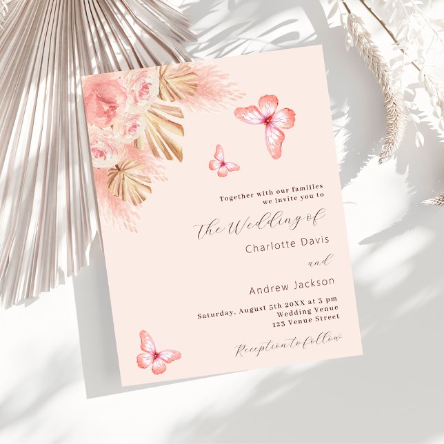Lámina Butterflies pampas invitación a boda con presupues (Subido por el creador)