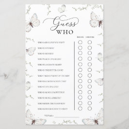 Lámina Butterfly Garden Bridal Shower Guess Who Game