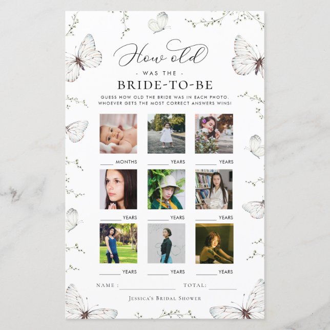 Lámina Butterfly How Old Was The Bride Game (Anverso)