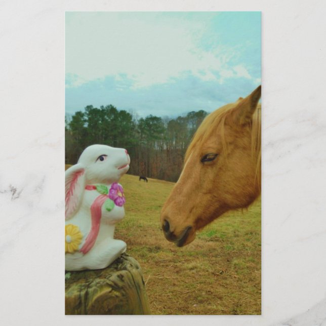 Lámina Caballo amarillo rubio y conejo de Pascua (Anverso)