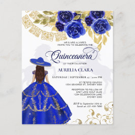 Lámina Caballo Azul Floral Elegante De Presupuesto Quince