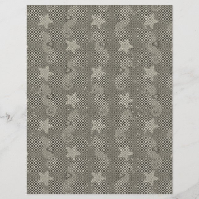 Lámina Caballo De Mar Antiguo Y Patrón De Starfish (Anverso)