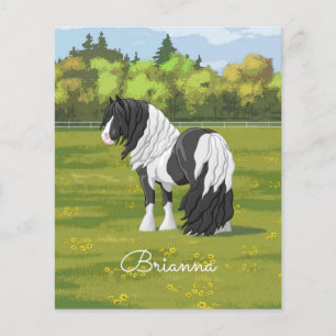 Lámina Caballo de Vanner de Black Pinto Piebald Gypsy