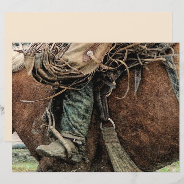 Lámina Caballo montando Rodeo Occidental (Anverso / Reverso)