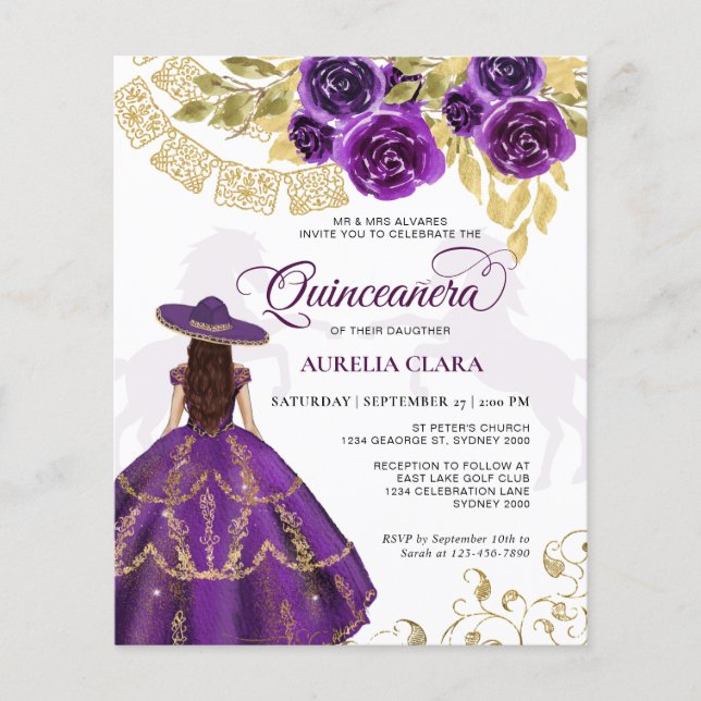 Lámina Caballo púrpura floral elegante de presupuesto Qui (Anverso)