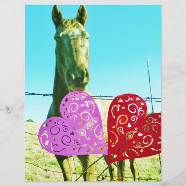Lámina Caballo rubio y corazón rosado y rojo (Anverso)