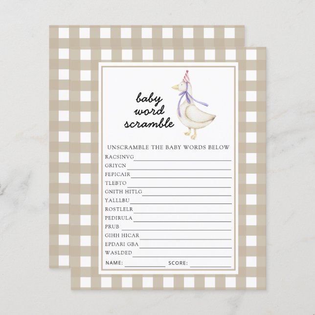 Lámina Caballo tonto - Juego de estafa de palabras para b (Anverso / Reverso)