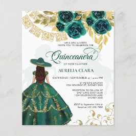 Lámina Caballo verde esmeralda floral presupuestal Quince