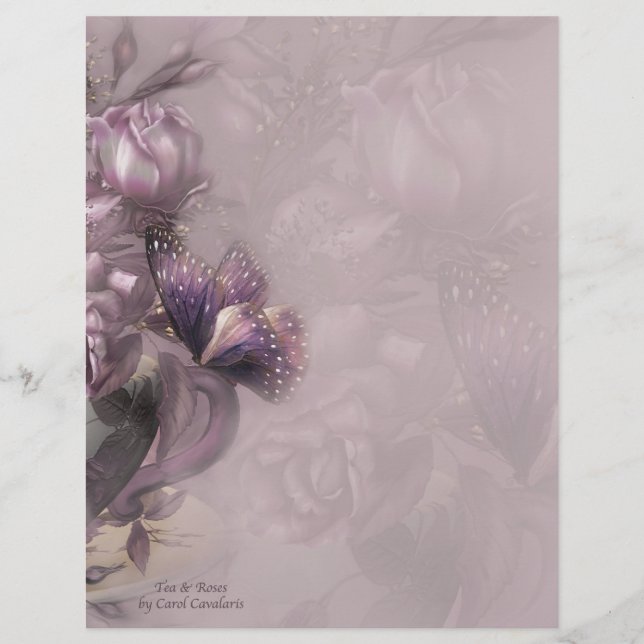 Lámina Cabecera de té y Rosas (Anverso)