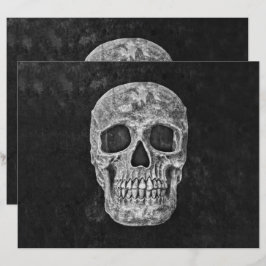 Lámina Cabeza De Calavera Grunge Gótico Blanco Y Negro
