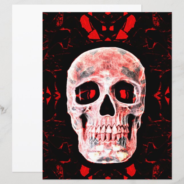 Lámina Cabeza de cráneo Pop Art Gótico Negro Rojo Moderno (Anverso / Reverso)