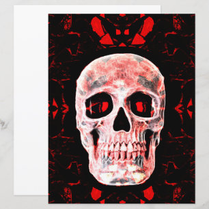 Lámina Cabeza de cráneo Pop Art Gótico Negro Rojo Moderno
