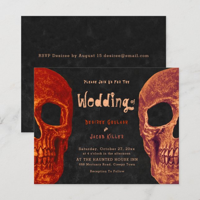 Lámina Cabeza gótica de cráneo Naranja de Halloween negro (Anverso / Reverso)