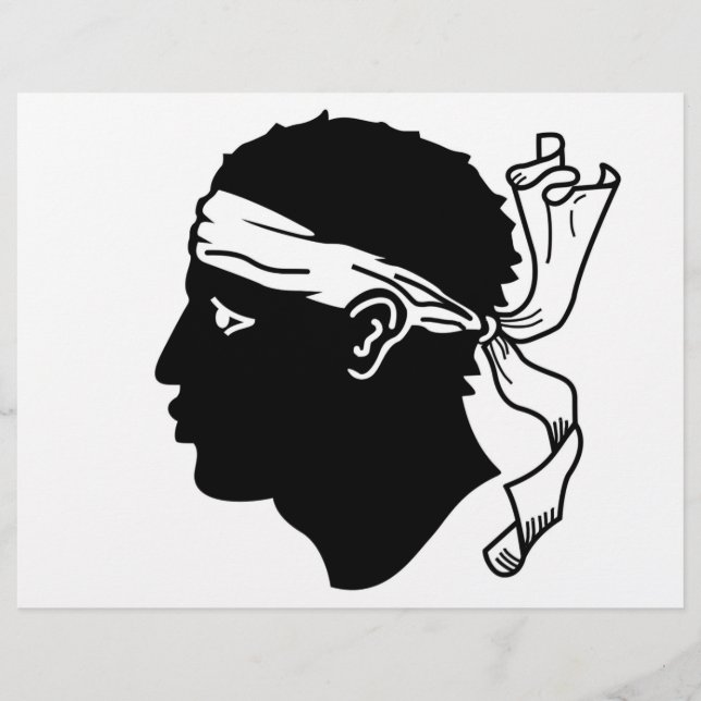 Lámina Cabezal con bandera de Córcega, Francia (Anverso)