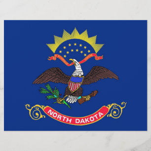 Lámina Cabezal con bandera de Dakota del Norte, Estados U