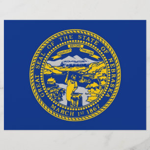 Lámina Cabezal con bandera de Nebraska, Estados Unidos