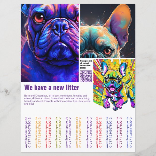Lámina cachorro moderno código qr personalizado  (Anverso)