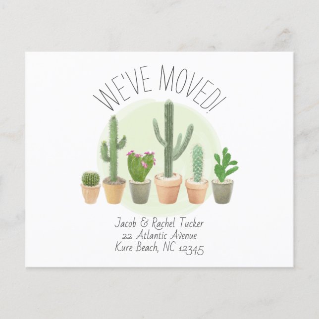Lámina Cactus acuarela Hemos movido la Invitación (Anverso)