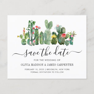 Lámina Cactus Cacti Suculent Floral Save the Date