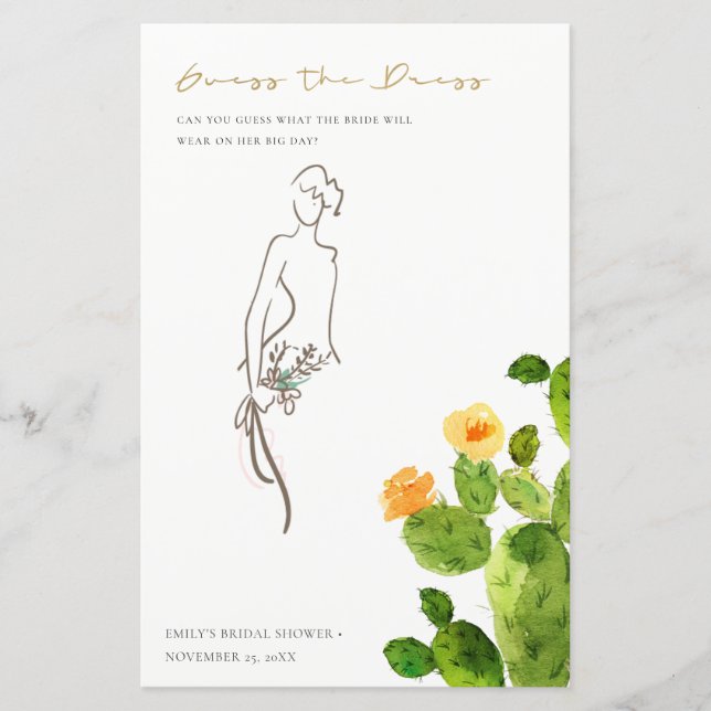 Lámina Cactus Floral Adivina El Juego De La Ducha De Vest (Anverso)