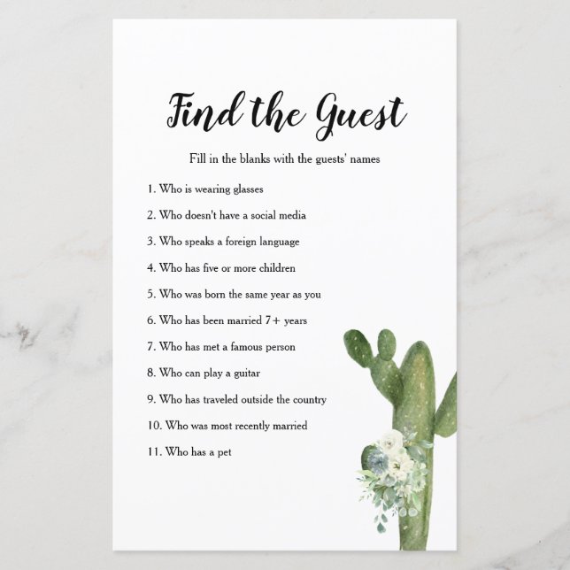 Lámina Cactus Floral Taco 'bout Love Find Los juegos Gues (Anverso)