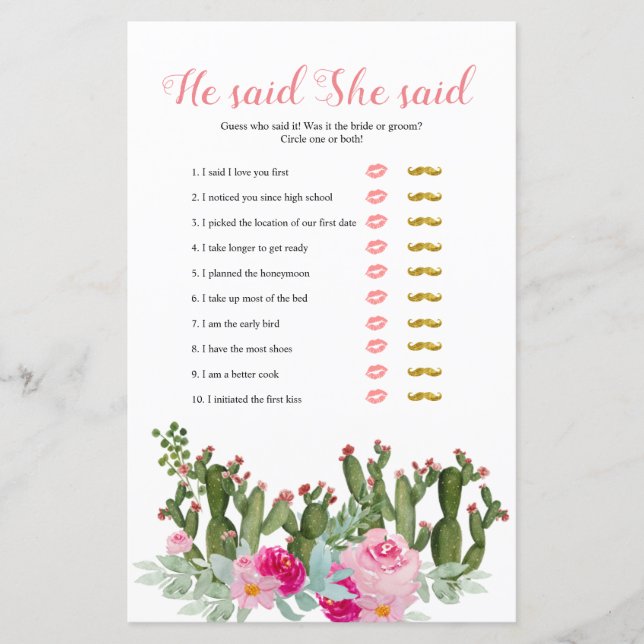 Lámina Cactus mexicano rosado dijo que dijo que la tarjet (Anverso)