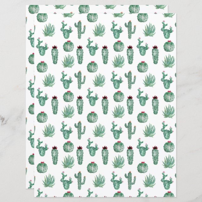 Lámina Cactus Scrapbook Paper (Anverso / Reverso)